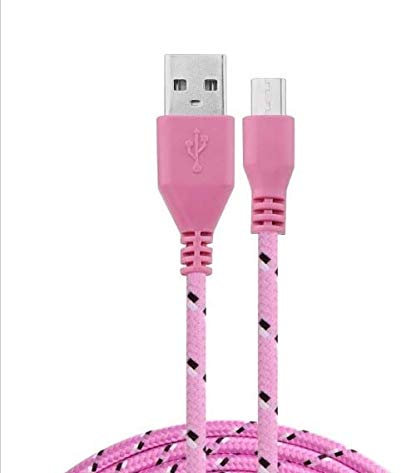 Cable Tresse 1m Micro USB pour WIKO Y81 Smartphone Android Chargeur Connecteur USB Lacet Fil Nylon (Rose)