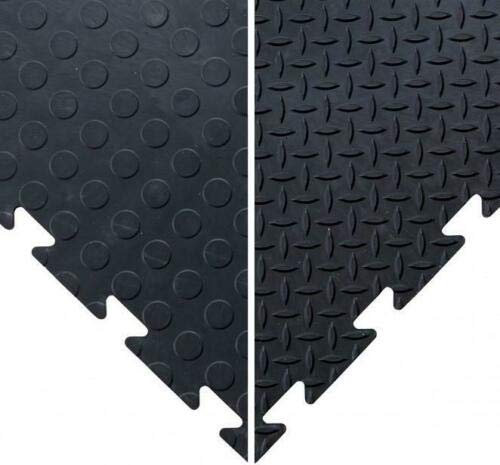 BiGDUG Interlocking Vinyl Floor Tile Packs - Pack of 20 Black Studded Tiles - 4.4 sq metres coverage (20x 47Lx47Wx1.2Th cm) - Garage Flooring Home Gym Workout Workshop
