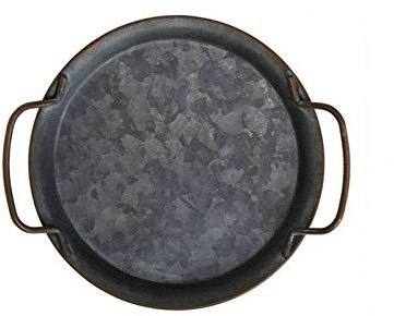 Home Retro Metal Plate With Handles Handcrafted Round Wrought Vintage Bread Tray (1PCS S)