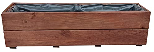 KENA D-27 Macetero de madera, jardinera para terraza o jardín, montada, nogal, 90 cm