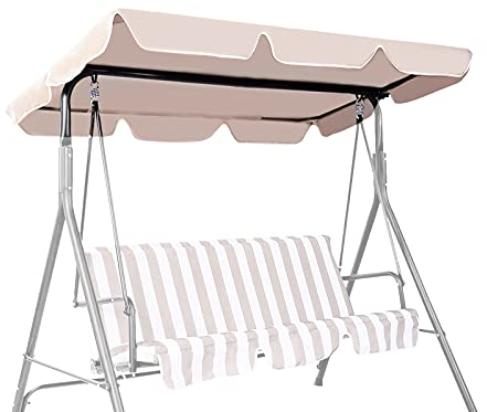 GIANTEX Ersatzdach für Hollywoodschaukel, Sonnendach Gartenschaukel Universal 2 Sitzer / 3 Sitzer, Schaukel Dachbezug Ersatzbezug wasserdicht, Sonnendach (Beige, 190 x 132cm)