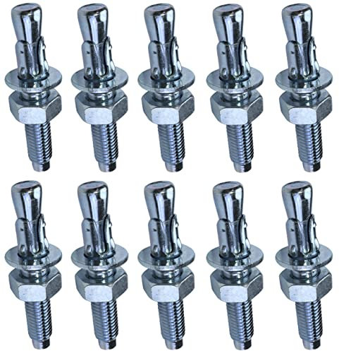 AERZETIX - C54014-10x Boulon Vis d’ancrage filetage long, Goujon à expansion - M10x65mm - en acier zingué - pour béton, pierre