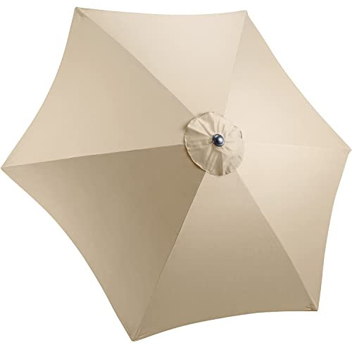 CHRISTOW Replacement Parasol Canopy 2.7m Hexagonal 6 Arms UV 30+ Protection For Garden Umbrella (Taupe Fabric)
