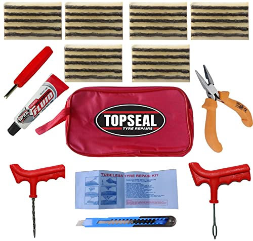 Tubeless Tyre Puncture Repair Kit With 30 Strings And Topseal Glue