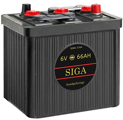 SIGA Oldtimer Batterie 6V 66Ah gefüllt geladen handgefertigt Oldtimer Batterie Autobatterie Starterbatterie