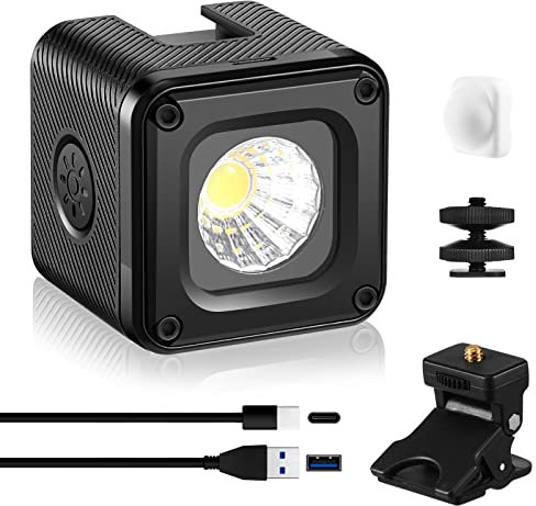 Aiffoto LED Camera Video Light Kit, 800mAh Mini Cube Lights Portable Photography Conference Fill Lighting, with Cold Shoe Mount Clamp Mount and Diffuser (Black)