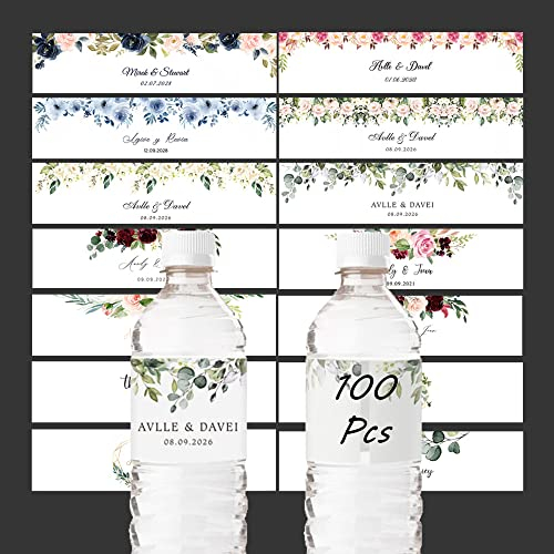 50Pcs/100Pcs Étiquette De Bouteille D'Eau De Mariage Personnalisée, Étiquettes Personnalisées Imperméables Avec Nom Et Date De Mariage Pour Fête De Mariage, Étiquette De Bouteille D'Eau Potabl