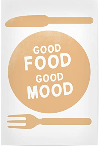 artboxONE Poster 60x40 cm Typografie Good Food Good Mood I Set orange - Bild Essen besteck dekorativ