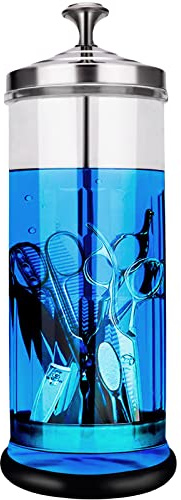 Barber Sanitizer Jar 1500ml Durable Glass Sterilizer for Nail Tools and Hair Salon