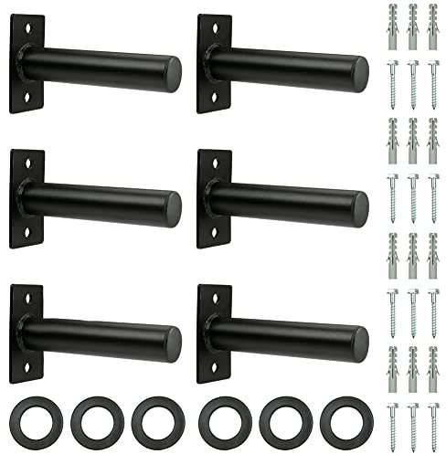 BouPower Wall Mounted Weight Plate Holder, 6pcs Black, Modern, Compact, Alloy Steel, 2 Olympic Plates, 600lb Capacity, 1.9 Diameter Pin, 225mm Depth/Height/Width, Mounting Hardware Included
