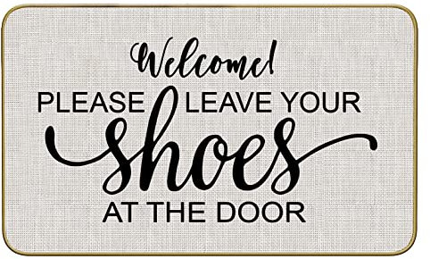 Mingnei Shoes Off Doormat - Welcome Mat for Home Entrance, No Shoes Floor Mat for House Front Entryway, 30 x 17