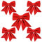 Aurasky Schleifen Weihnachten Rot, 5 Stück Weihnachtsbaum Schleifen Rot, Weihnachtsschleifen Grosse, Christmas Glitter Bows, Geschenk Weihnachtsdeko Schleifes 24&18cm