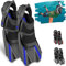 Khroom verstellbare Kurzflossen Erwachsene Gr. 36-47 || Zum Schnorcheln und Schwimmen - Made in Italy - Premium Taucherflossen mit Umhängetasche | Schwimmflossen (Blau, 42-47)