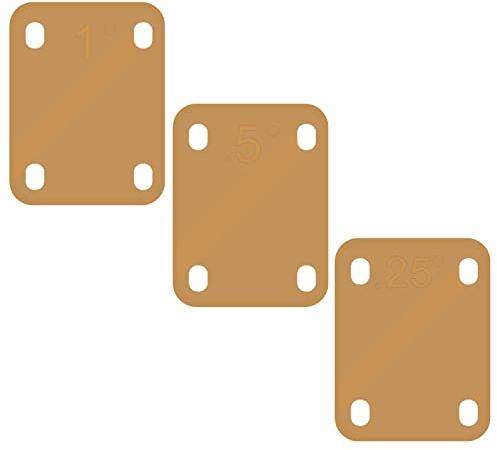 SAVITA 3pcs Guitar Neck ShimsPlastic Guitar Neck Plate for Guitar Neck Protection with 3Taper 0.25Degree , 0.5 and 1Degree Guitar Neck Gasket for Bass Electric Guitar Neck Protection and RepairKhaki