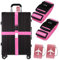 Lot de 2 sangles de bagage avec cadenas et 2 étiquettes de bagage, rose, identification personnalisée pour bagages, sac de voyage, valise