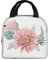 XVBCDFG Bolsas de almuerzo con estampado de flores rosas y verdes para hombres y mujeres, fiambreras reutilizables aisladas, pequeñas bolsas de almuerzo Bent