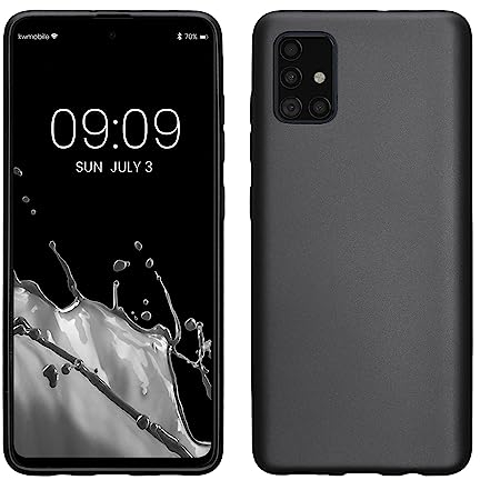 kwmobile Case kompatibel mit Samsung Galaxy A51 Hülle - Schutzhülle aus Silikon metallisch schimmernd - Handyhülle Metallic Grau