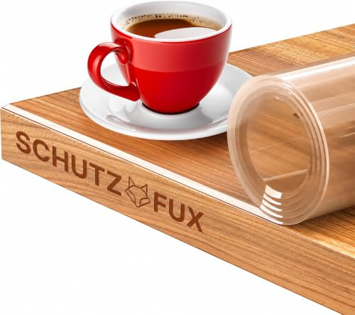 SCHUTZ-FUX Tischfolie 2mm transparent - Tischschutz mit schräger Kante, durchsichtige Tischdecke abwaschbar, Verschiedene Größen, nach Maß, Made in Germany (80 x 160)