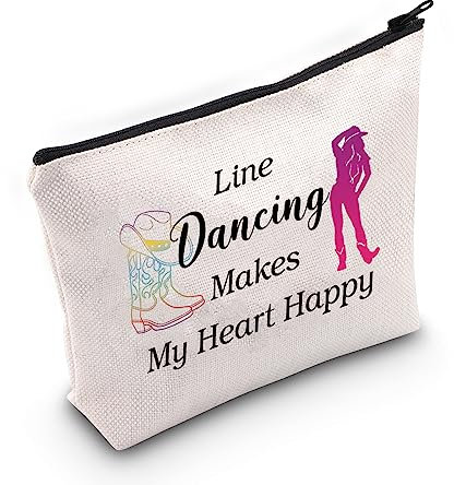 JNIAP Line Dance Kosmetiktasche Country Music Line Dancer Geschenk Make-up Tasche Line Dancing Makes My Heart Happy Cowgirl Geschenk, Macht mein Herz glücklich