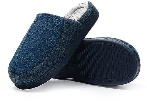 JOMIX Pantofole Uomo Invernali Ciabatte Pelose Calde da Casa Ciabattine Imbottite Comode Morbide Scape Slip On Confortevole MU8595 (Blu,43)