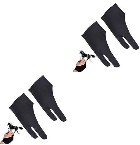 Mikikit 4stücke Zwei-finger-malhandschuhe Für Künstler Atmungsaktive Zeichenhandschuhe Für Grafiktabletts Skizzieren Malen s Schwarz