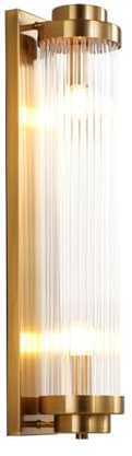 NICRX 400 mm Messing-Gold-Kristall-Wandleuchte,Wandlampe mit Messinggold und Kristallglas,Innen Wandleuchte für Wohnzimmer,Schlafzimmer (Messing Gold)