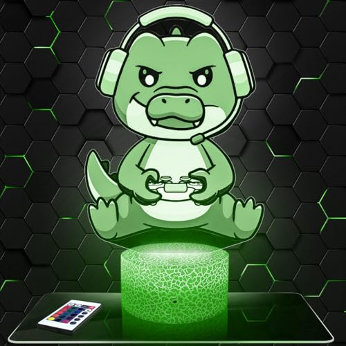 Lampe Crocodile Gamer deco chambre garçon Lampe 3D Crocodile Gamer objet Gaming Gamer Jeux video idée cadeau décoration lumière tamisée veilleuse deco bureau. Idée Cadeau Noel adolescent original