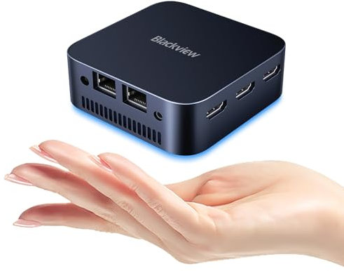 Blackview Mini PC MP80 16GB LPDDR5 RAM 1TB M.2 SSD, Intel N5095 Mini Computer, 4K UHD Mini Desktop PC Windows 11 Home, Three HDMI, Gigabit Ethernet, 5G WiFi, for Business/Home