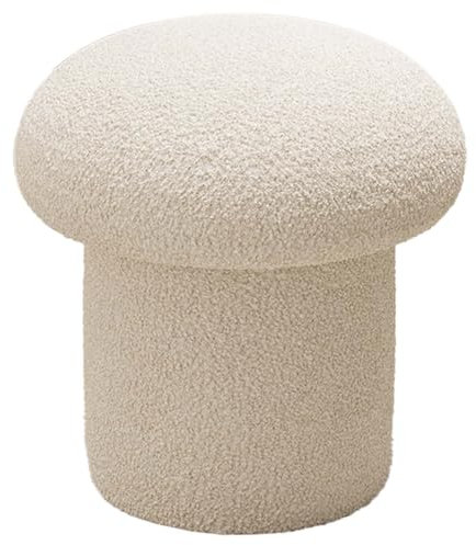 Gvqng Pilz-Fußhocker, Osmanische Fußstütze, Runder Fußstützenhocker, Elastisch, bequem Pilzform Osmanischer Hocker, Moderner weicher runder Fußhocker, für Wohnzimmer, Schlafzimmer,Weiß,37 * 43cm