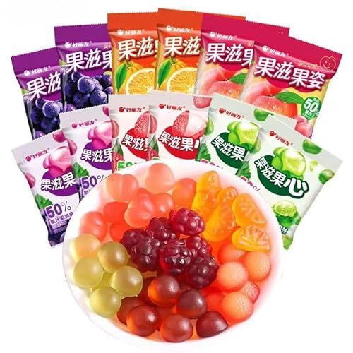 6 Flavors Peeling Fruit Juice Fudge,strawberry Juice Gummy Candy,White Peach Grape Litchi Sugar Soft Candy Toffee,Healthy Candy Snacks, Chinese Candy Gift (Mixed flavors(peeled),50g)