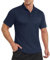 EKLENTSON Quick Dry Polo Shirts Men Breathable Moisture Wicking Outdoor Sport T-Shirts with Pocket Summer Gym Workout Cycling Activewear Polos Navy,L
