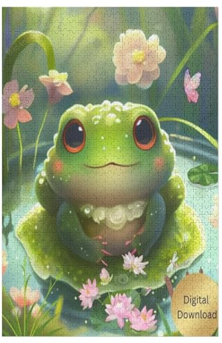 Frosch Holzpuzzle Erwachsene - 1000 Teiliges Jigsaw Knobelspiel - Puzzle Für Erwachsene & Kinder - Outdoor & Reisespielzeug - Geduldspiel (78×53cm)
