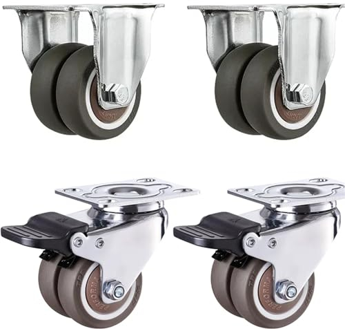 Schwerlast-Lenkrollen aus Gummi for Möbel, Industrierollen, 5,1 cm, bewegliches Schwenkrollenrad, müheloses Bremsen, 4 Stück(Color:2 fixed 2 brake,Size:2 inch)
