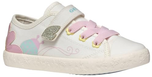 Geox J GISLI Girl C, Zapatillas, White/Pink, 24 EU