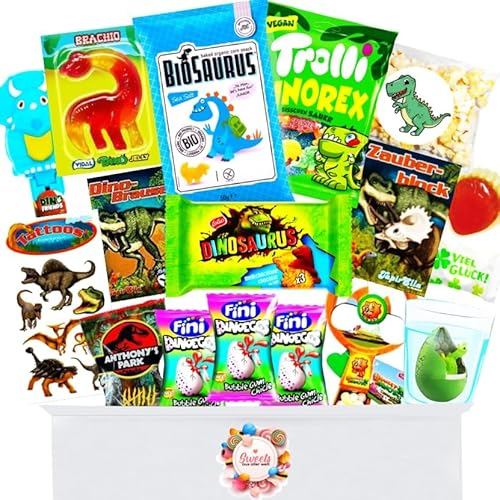 Schultüte Füllung mit Dino Süßigkeiten & Spielzeug - Toller Inhalt für die Schultüte Jungen - Zuckertüten Füllung Dinosaurier - Schultüte Inhalt mit Einschulung Süßigkeiten - Schultüte füllen Ideen
