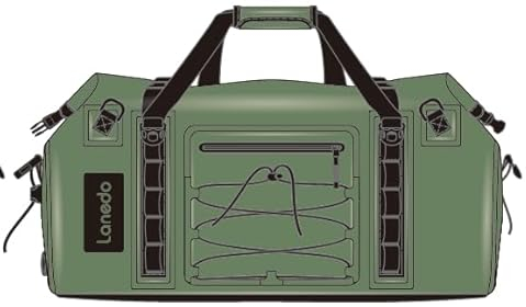 Lanedo wasserdichte Reisetasche mit 80 l Fassungsvermögen, strapazierfähige Gurte und Griffe, für Kajakfahren, Paddleboarden, Bootfahren, Rafting, Angeln, Camping, grün, 80L, Travel