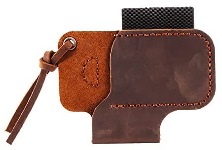 Ksrnsne Handmade Leather Sheath Folding Knife Flashlight Holder Brown