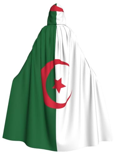JBYJBX Cape à capuche imprimée drapeau de l'Algérie pour Halloween, carnaval, fêtes, cosplay, costume de vampire