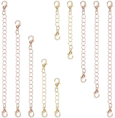 AOZUO 10PCS Necklace Extenders, 5 Size Jewelry Extenders Chain Extension Set for Women DIY Bracelet Anklet Jewelry Making(1 2 3 4 6)