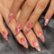 24pcs Medium Almond Red Ombre Press on Nails With Maple Leaves Pattern, Gold Foil Stick on Fake Acrylic Full Nail Tips, Removable Glue-on Women's Nail Art Accessories