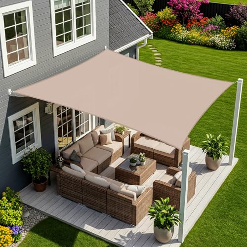 Sunnylaxx 3x3m Sonnensegel Wasserdicht Quadrat Taupe | Einfache Installation, Kostenlose Seilen Enthalten, PES Material, Doppelnähte,Verstärktes Band