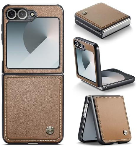 Rerzoiro Cover per Samsung Galaxy Z Flip 6 Custodia Premium Pelle PU Case, Leggera e Sottile Antigraffio, Antiurto, Anti-impronta Case per Samsung Galaxy Z Flip6, Marrone