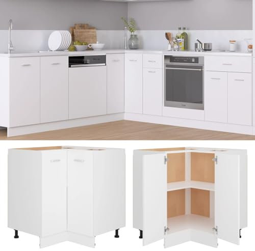 Xichuzi Eckunterschrank, Eckschrank, Winkelküche, Küchen Eckschrank, Küchen Schränke Einzeln, Kitchen Cabinets, Küchenschrank, Weiß 75,5x75,5x80,5 cm Spanplatte