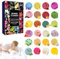 Badebomben Adventskalender 2024, Adventskalender, neueste 24 Badekugeln für Frauen, Kinder, Kleinkinder, Erwachsene, Weihnachtsdusche, Dampfgarer, Aromatherapie, Duschbomben
