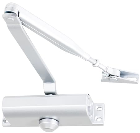 SPARES2GO Ferme-porte suspendu de taille fixe 3 vitesses réglables 180 degrés kit pour portes jusqu'à 950 mm 60 kg (argenté)
