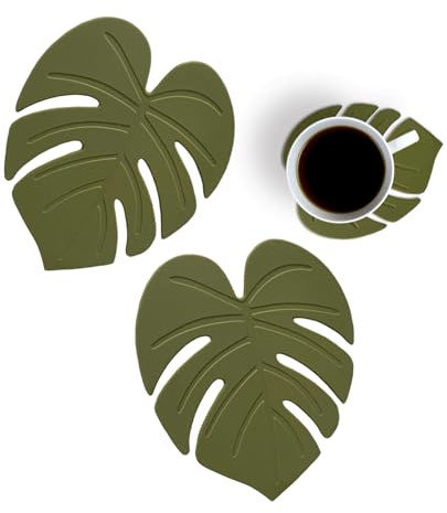 2 sottobicchieri a forma di monstera, sottobicchieri in morbido silicone per bevande, sottobicchieri per scrivania, divertenti sottobicchieri a forma di foglia di tartaruga, sottobicchieri creativi
