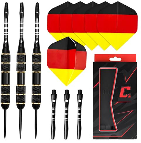 Healife 23g Messing Darts Set 'Flagge' mit steeldart Spitzen | 3 dartpfeile mit 6 schäften & Flights | inkl. zubehör | Target Darts, dartpfeile metallspitze, steeldart Pfeile