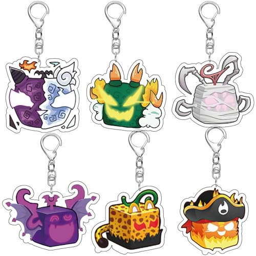 6 Set Blox Fruit Schlüsselanhänger Game Figur Cosplay Accessories Blox Fruit Acryl Anhänger Keychain Collections