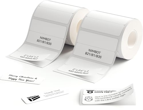 NIIMBOT Custom Stickers 2x0.6 for B1/B2/B21/B3/K2/K3/B4 Label Maker | 2-Roll Set Waterproof, Oil-Proof and Tear-Proof Sticker Labels for Jars, Bottles, Spices and Files Organizer