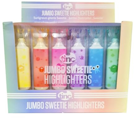 Tinc Jumbo Sweetie Shaped Highlighters, Set of 6, variety of colours to choose from including pink and green